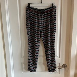 Old Navy Geometric Tribal Print Relaxed Fit Trousers - Black/Coral/Teal - Size L